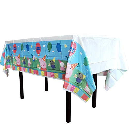 Dawei 1pcs Peppa Pig Themed Birthday Party Decorations  Disposable PInk Pig Plastic Tablecloth  7125 x5196 Disposable Table Cover Page Party Supplies for Kids