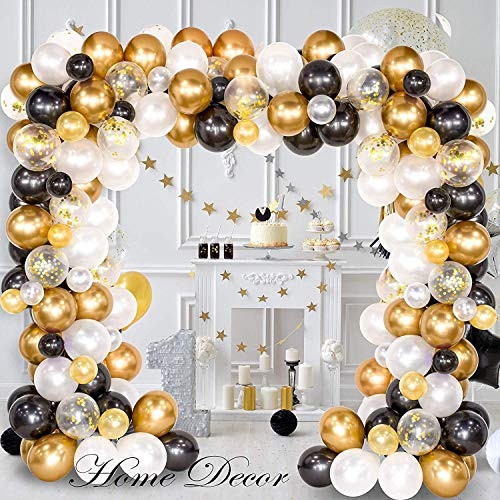 Balloon Arch Garland Kit 120Pcs Black White Gold Confetti and Metal Latex Balloons with 1pcs Tying Tool Balloon Strip Tape for Graduation Wedding Birthday Decor Balloon Arch Garland Kit 120Pcs Black White Gold Confetti and Metal Latex Balloons with 1pcs Tying Tool Balloon Strip Tape for Graduation Wedding Birthday Decor
