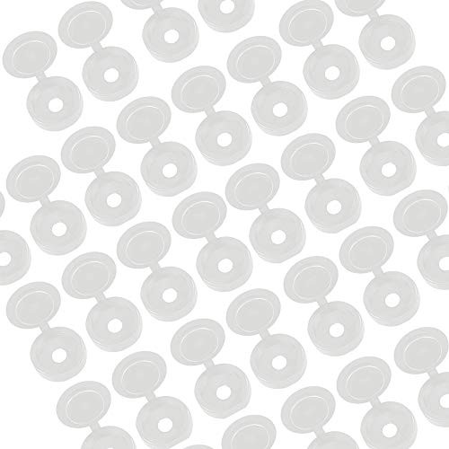 300 Packs Hinged Screw Cover Caps Plastic Screw Caps Fold Screw Snap Covers Washer Flip Tops White