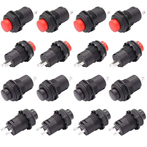 TWTADE 16Pcs 12mm Latching Push Button Switch OffON AC 125V 3A SPST 2 Pin DS427LBKR