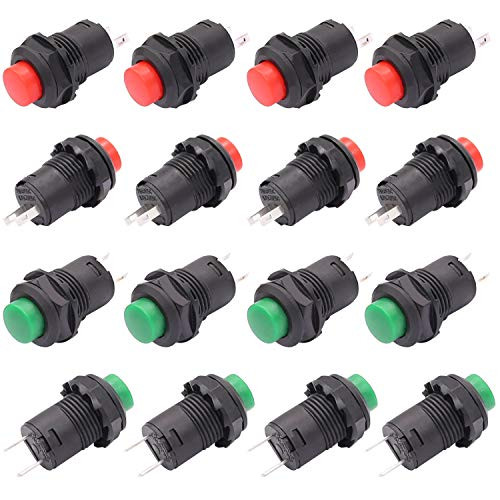 TWTADE 16Pcs 12mm Latching Push Button Switch OffON AC 125V 3A SPST 2 Pin DS427LRG