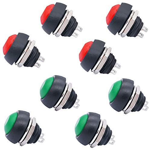 TWTADE 8PCS 12MM Momentary Push Button Switch Waterproof Switch ONOff Mini Round Switch SPST 2 Pin PBS33BMRG