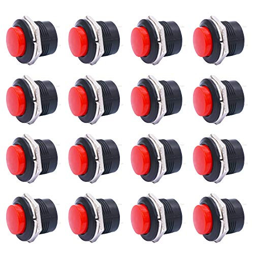 TWTADE 16PCS 16MM Momentary Push Button Switch AC 6A  125V 3A  250V Mini No Lock Round Switch SPST 2 Pin R13507R