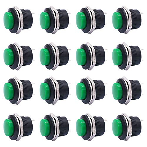 TWTADE 16PCS 16MM Momentary Push Button Switch AC 6A  125V 3A  250V Mini No Lock Round Switch SPST 2 Pin R13507MG