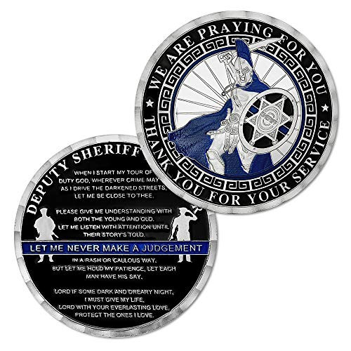 Sheriffs Prayer Challenge Coin Police Officer Thin Blue Line Spartan Coin