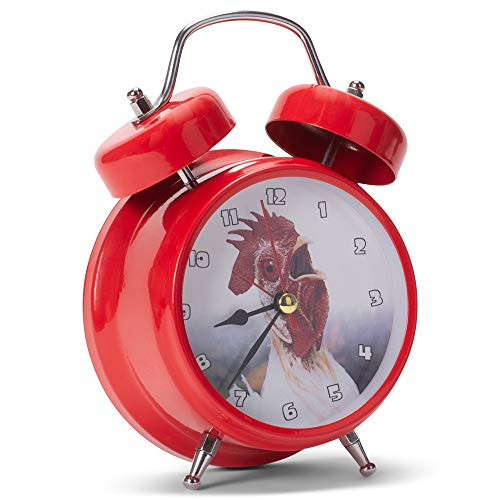 Mark Feldstein  Associates Wacky Wakers Red Rooster Bedside Tabletop Alarm Sound Clock