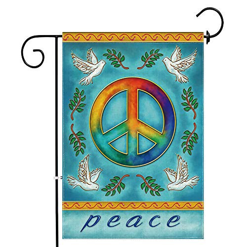 Bonsai Tree Peace Garden Flag Burlap Double Sided Small Peace Sign Flag 12x18 Inch for Yard Outdoor Decoration