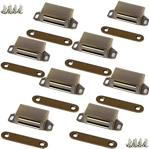 Kitchen Cabinet Magnets Closure WENJUUS 8 Pack Cabinet Magnetic Catch Strong Cupboard Door Magnets Heavy Duty 20 lbs Metal RV Drawer Latch Closet Closing Stainless Steel Shutter Hardware CloserBronze