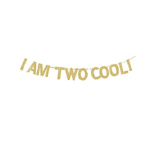I AM Two Cool! Gold Gliter Paper Sign for KidsBoys 2nd Birthday Party 2 Years Old Bday Decors I AM Two Cool! Gold Gliter Paper Sign for KidsBoys 2nd Birthday Party 2 Years Old Bday Decors