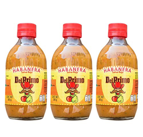 Del Primo Salsa Sauce 105oz Bottle Pack of 3 Choose Flavor Below Salsa Habanera Roja  Habanero Red Sauce