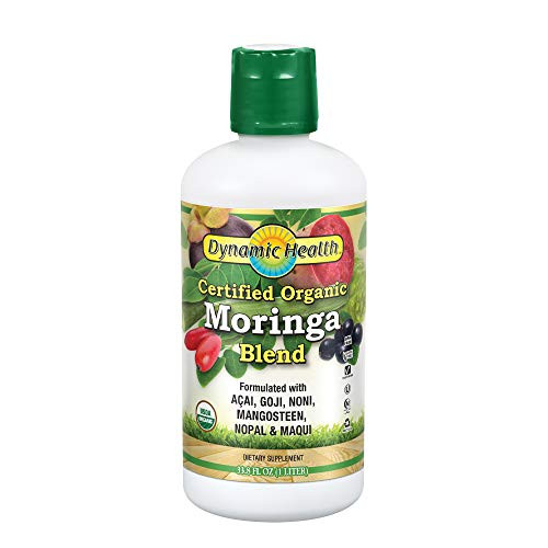 Dynamic Health Organic Moringa Blend Juice  With superfruits Acai Goji Mangosteen  Morei  Vegetarian No Gluten  338oz 33 Serv