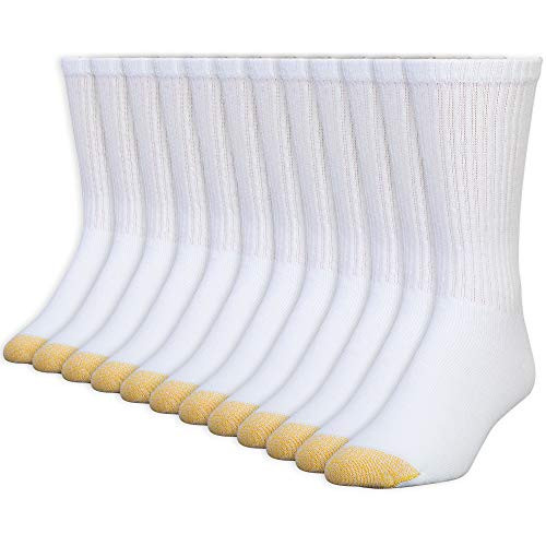 Gold Toe Mens 656S Cotton Crew Athletic Sock MultiPairs White 12 Pairs Shoe Size 1216