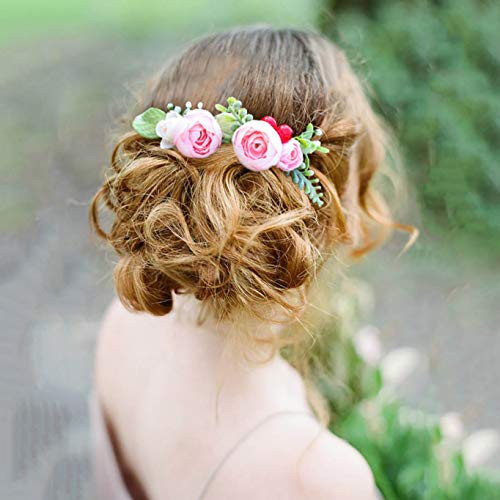 Fangsen Wedding Flower Berries and Greenery Hair Comb Wedding Bridal Headpiece Woodland Wedding Hair Accessories for Brides and Bridesmaids Pink Fangsen Wedding Flower Berries and Greenery Hair Comb Wedding Bridal Headpiece Woodland Wedding Hair Accessories for Brides and Bridesmaids Pink