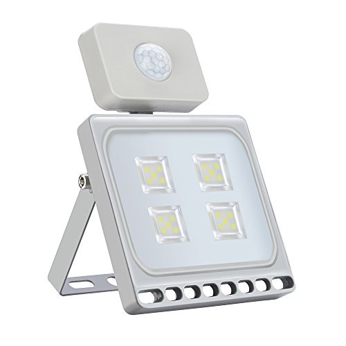 Led Motion Sensor Flood Light Outdoor Sararoom 20W 1800LM Daylight White Exterior Sensor Security Light With Sensitive PIR IP65 Waterproof Wall Fixture Lamps Floodlight for Garage Yard Warehouse Path
