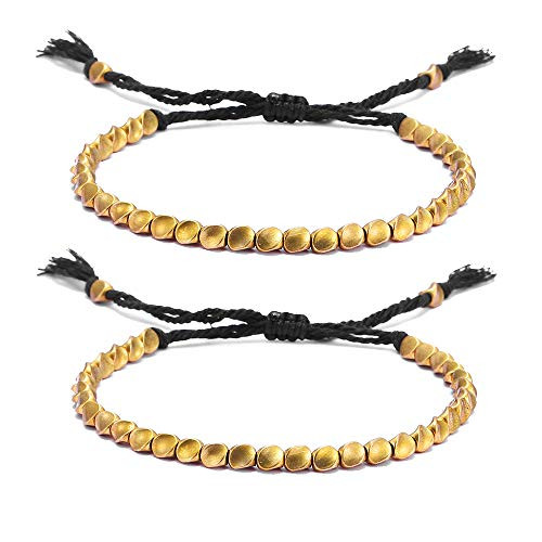 BOMAIL Tibetan Copper Bead Bracelets Handmade Braided Bracelets Adjustable Lucky Rope Bracelet Friendship Bracelet for Women Men BOMAIL Tibetan Copper Bead Bracelets Handmade Braided Bracelets Adjustable Lucky Rope Bracelet Friendship Bracelet for Women Men