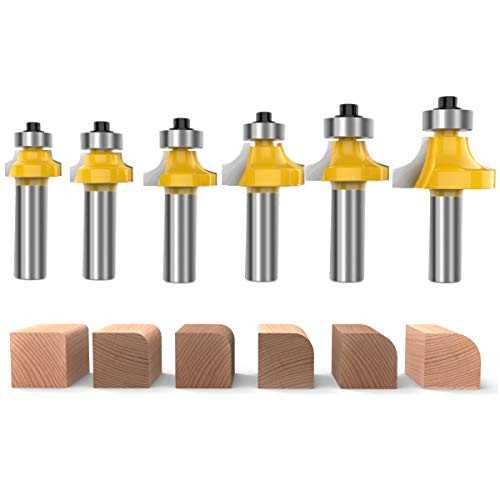 12 Inch Shank RoundOver Router Bits Corner Rounding Edgeforming Roundover Beading Router Bit Set  18 14 316 516 38 12 Radius 6 Pcs By ROOCBIT