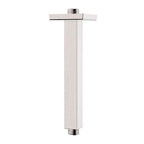 Shower Arm Ceiling Mounted 8 Inches Square Soild Brass Shower Head Arm with Flange Rain Shower Arm Universal Connection Brushed Nickel