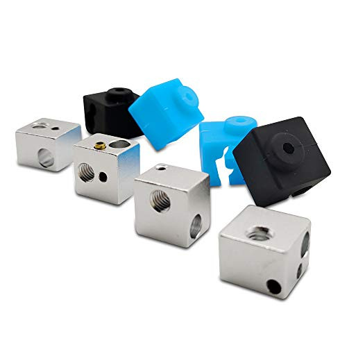 4PCS V5 Heater Block 4PCS Silicone Cover Sock 2black2blue JHead Hotend 3D Printer Parts for Anycubic Original I3 Mega Hotend MegaS Parts
