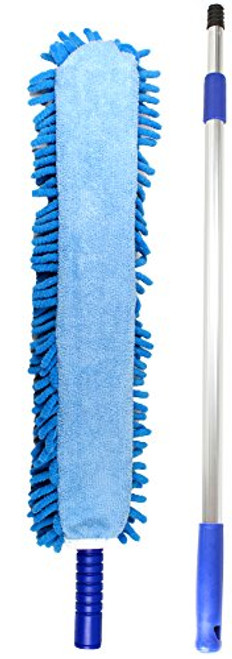 Jet Clean Chenille Microfiber Flat Hand Duster-Dust Appliances, Ceiling Fans, Blinds, Furniture, Shutters, Cars, Delicate Surfaces-Chenille-Extension Pole Reach 25-44" Jet Clean Chenille Microfiber Flat Hand Duster-Dust Appliances, Ceiling Fans, Blinds, Furniture, Shutters, Cars, Delicate Surfaces-Chenille-Extension Pole Reach 25-44"