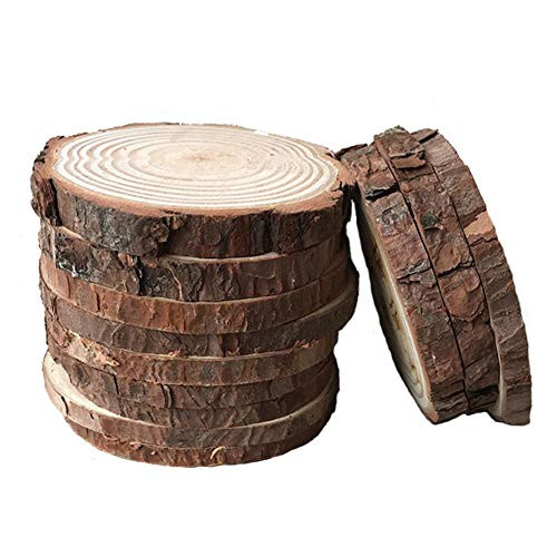 Unfinished Natural Wood Slices 447 inch 12pcs with Tree Bark Diameter Large Circle Rustic Wedding Centerpiece Disc Coasters Christmas Ornaments DIY