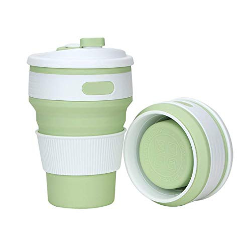 AINAAN Multifunctional Collapsible Silicone Cup BPA Free FoodGrade Coffee Mug Portable and Reusablefor TravelCamping Hiking 12 OZ Green