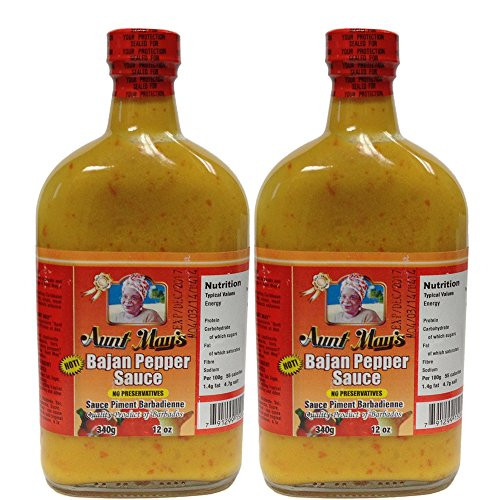 Aunt Mays Bajan Hot Pepper Sauce 12oz Pack of 2