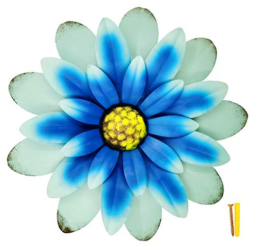 ZOOLMEEAN Large Metal Flower Wall Art Decor Retro Iron Sunflower Sculpture Garden Hanging Decoration for Balcony Patio Porch Home Yard Indoor Outdoor 12 Inch Blue ZOOLMEEAN Large Metal Flower Wall Art Decor Retro Iron Sunflower Sculpture Garden Hanging Decoration for Balcony Patio Porch Home Yard Indoor Outdoor 12 Inch Blue