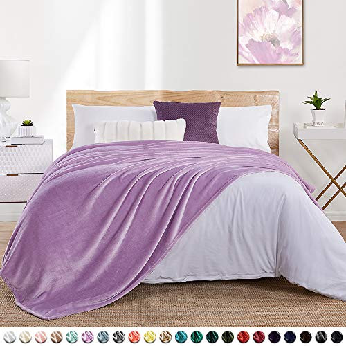 Walensee Fleece Blanket Plush Throw Fuzzy Lightweight Throw Size 50x60 Lilac Super Soft Microfiber Flannel Blankets for Couch Bed Sofa Ultra Luxurious Warm and Cozy for All Seasons