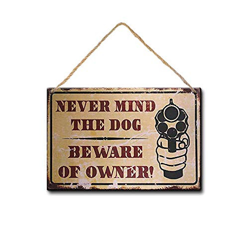 LPLED Never Mind The Dog Beware Owner Vintage Decorative Wood Sign 8x12 Men Vintage Bourbon Sign Y3020