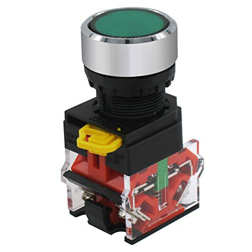 mxuteuk 22mm 1 NO 1NC Green Momentary Push Button Switch 660V 10A DPST LA36A11BNG