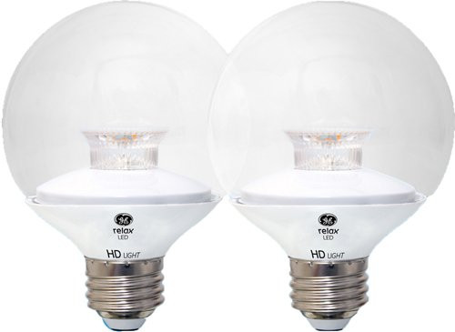 GE Lighting 92236 LED Relax HD 6-watt (60-watt Replacement), 500-Lumen G25 Light Bulb with Medium Base, Clear Soft White, 2-Pack