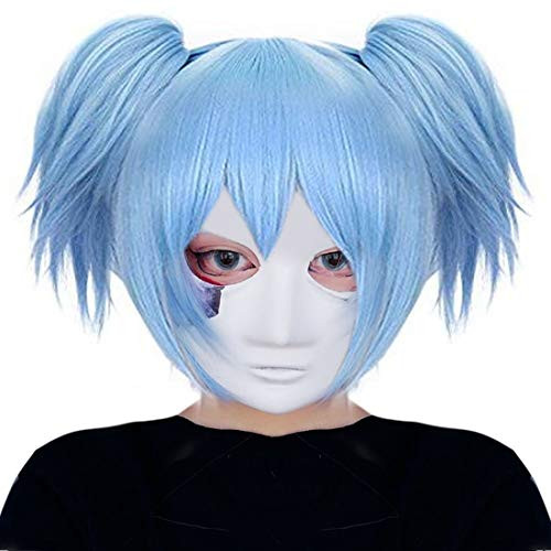 JoneTing Blue Cosplay Wig with Pigtails Synthetic Wig for Men Short Blue Wig Cosplay Costume JoneTing Blue Cosplay Wig with Pigtails Synthetic Wig for Men Short Blue Wig Cosplay Costume