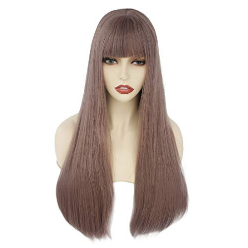 JoneTing Synthetic Wig for Lolita Cosplay Wigs with Bangs Purple Wigs for Cosplay Party Costume