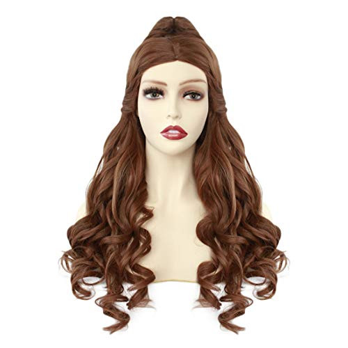 JoneTing Brown wig with Bun Cosplay Costume Synthetic Long Natural Wavy Wigs Hair for Women Brown JoneTing Brown wig with Bun Cosplay Costume Synthetic Long Natural Wavy Wigs Hair for Women Brown