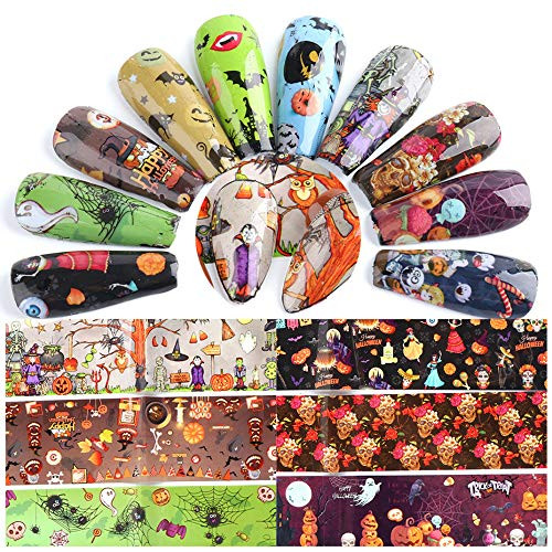 10 Rolls Halloween Nail Stickers Halloween Nail Foil Transfers Stickers Pumpkin Spider Skull Ghost Witch Nail Decals DIY Nail Art Tips for Manicure Tips Wraps Nail Design 10 Rolls Halloween Nail Stickers Halloween Nail Foil Transfers Stickers Pumpkin Spider Skull Ghost Witch Nail Decals DIY Nail Art Tips for Manicure Tips Wraps Nail Design