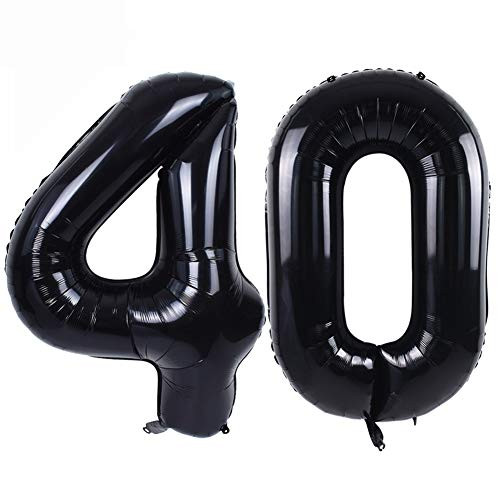 40 Inch Black Large Numbers Balloon Birthday Party Decorations Foil Mylar Big Number Balloon Digital 40 for 40th Birthday 40th Anniversary Graduation Ceremony Photo Shoot