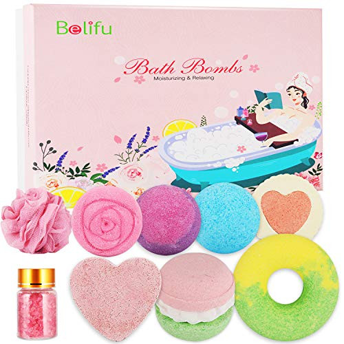 Belifu Bath Bombs Bath Basket Gift Set Organic Bath Bombs Bubble Bath Bombs Set for Home Fizzy SPA and Moisturize Dry Skin Gift for Perfect Mothers Day Birthday Anniversary Thanks Giving Day