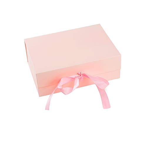 Foldable Gift Box with Lid and Ribbon 10x7x35 InchesGift Wrap Box with 2 Large Tissue Paper Fill for Birthdays Christmas WeddingsGraduationsBaby ShowerTanksgivingFathers Day and More Pink