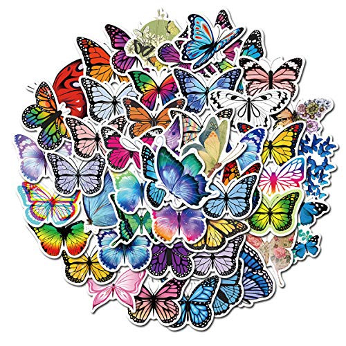 50Pcs Cute Butterfly Stickers for Notebook Laptop and Water BottlesWaterproof Durable Trendy Vinyl Laptop Decal Stickers Pack for Teens Water Bottles Computer Travel Case