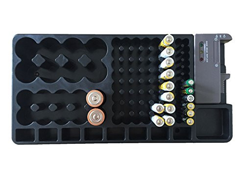 Aiboco Battery Organizer Storage Case include a Battery Tester, Holds 98 Batteries Various Sizes of AA AAA D C 9V