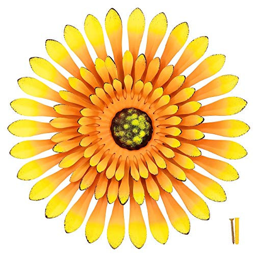 ZOOLMEEAN Large Metal Flower Wall Art Decor Retro Iron Sunflower Sculpture Garden Hanging Decoration for Balcony Patio Porch Home Yard Indoor Outdoor 12 Inch Yellow B ZOOLMEEAN Large Metal Flower Wall Art Decor Retro Iron Sunflower Sculpture Garden Hanging Decoration for Balcony Patio Porch Home Yard Indoor Outdoor 12 Inch Yellow B