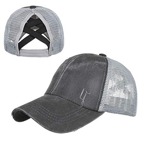 Criss Cross Ponytail Hat GrayWashed Distressed Ponytail Baseball Cap for WomenCotton High Messy Buns Hats Adjustable Ponycaps Criss Cross Ponytail Hat GrayWashed Distressed Ponytail Baseball Cap for WomenCotton High Messy Buns Hats Adjustable Ponycaps