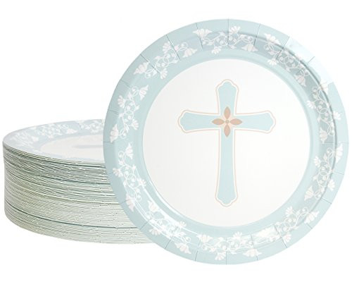 Disposable Plates - 80-Count Paper Plates, Religious Party Supplies for Appetizer, Lunch, Dinner, and Dessert, 9 inches in Diameter