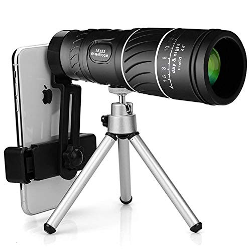 JTY Monocular Telescope HD Compact High Power Monocular Scope 16x52 Monocular Dual Focus Optics Zoom Telescope with Phone Holder  Tripod Day  Low Night Vision for Hunting Bird Watching Camping