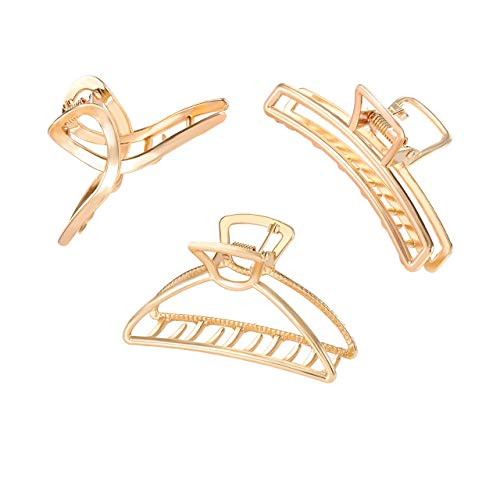 ISALOE Large Metal Hair Claw Clips Hollow Geometric Hair Jaw Clamps for Women Ladies Girls Nonslip Hair Catch Barrettes for Thick Thin Long Hair ISALOE Large Metal Hair Claw Clips Hollow Geometric Hair Jaw Clamps for Women Ladies Girls Nonslip Hair Catch Barrettes for Thick Thin Long Hair