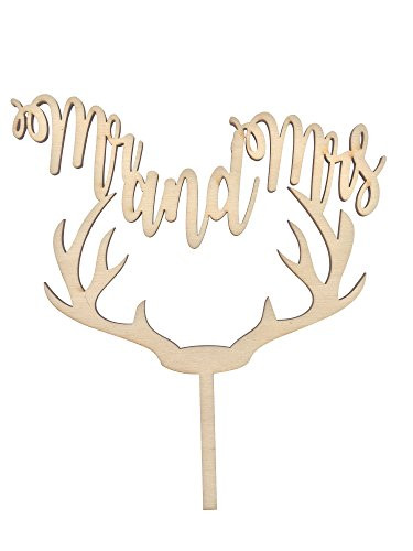 Deer Antler, Mr. and Mrs., Rustic Wedding Cake Topper