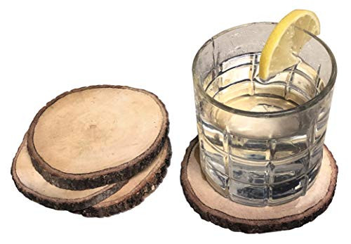 Mango Wood Tree Bark Drink Coasters Set of 4
