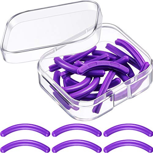 Curler Refills Eyelash Curler Refill Pads Silicone Rubber Curler Replacement Refills Pads for Universal Eyelash Curler with a Clear Storage Box 24 Pieces Purple