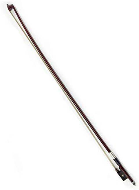 Brazilwood Student Violin Bow 44 Round Stick with Mongolian Horse Hair Ebony Frog Silver Wire Winding for Beginner Practice