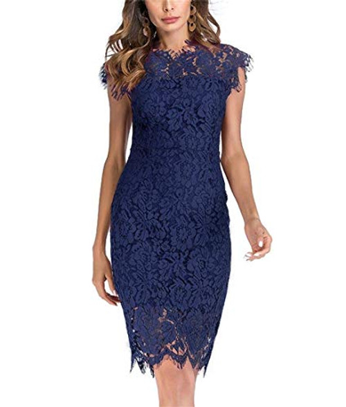Womens Sleeveless Floral Lace Slim Evening Cocktail Mini Dress for Party DM261 M Blue Womens Sleeveless Floral Lace Slim Evening Cocktail Mini Dress for Party DM261 M Blue